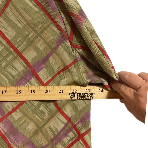 DonnKenny Casual Short Sleeve Top Geo Plaid XL Grannycore Button Shoulder Pad - Picture 6 of 10